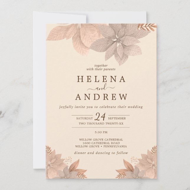 Invitation Vintage florale rose (Devant)