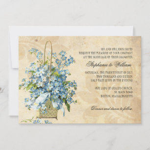 Invitation Vintage Flower Basket Wedding Invite
