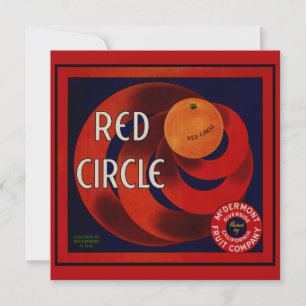 Invitation Vintage Fruit Crate Étiquette Art Rouge Cercle Ora