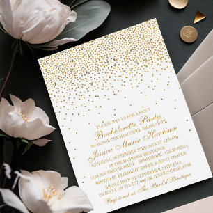 Invitation Vintage Glam Or Confettis Enterrement de Vie de Je