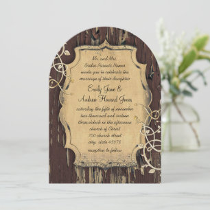 Invitation Vintage Gold Vieux Grange Bois Vin Mariage