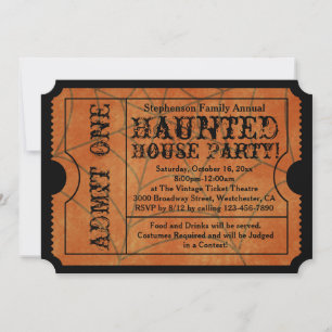 Invitation Vintage Goth Ticket Haunted House Halloween Party