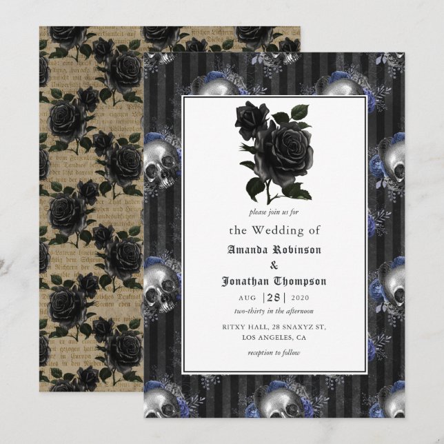 Invitation Vintage gothique Floral Mariage (Devant / Derrière)