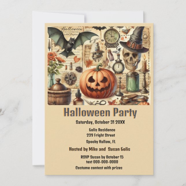 Invitation Vintage Gothique Halloween (Devant)