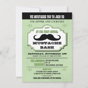 Invitation Vintage Green Mustache Bash