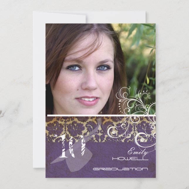 Invitation Vintage/Grunge/Swirls/Damask/Graduations (Devant)