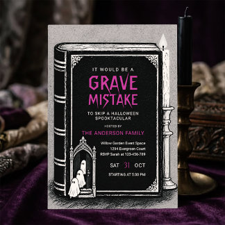 Invitation vintage Halloween noir et blanc