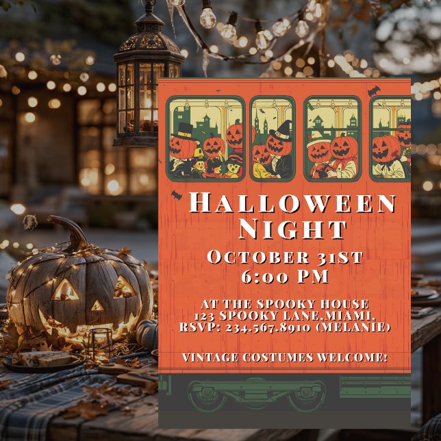 Invitation Vintage Halloween Party Adult Custom Train (Créateur téléchargé)