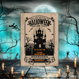 Invitation Vintage Haunted House Halloween Parti