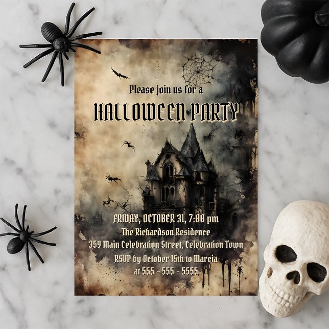 Invitation Vintage Haunted Mansion fête d'Halloween (Créateur téléchargé)