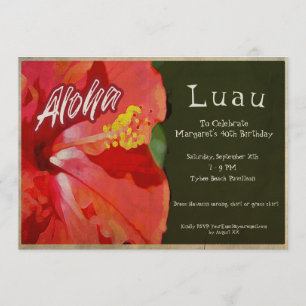 Invitation Vintage Hibiscus Luau Beach Party Anniversaire Inv