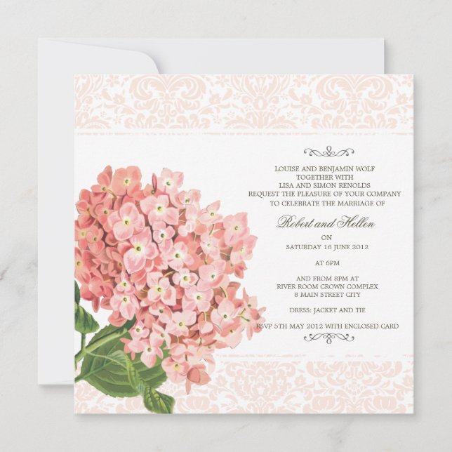 Invitation Vintage Hydrangea (Devant)