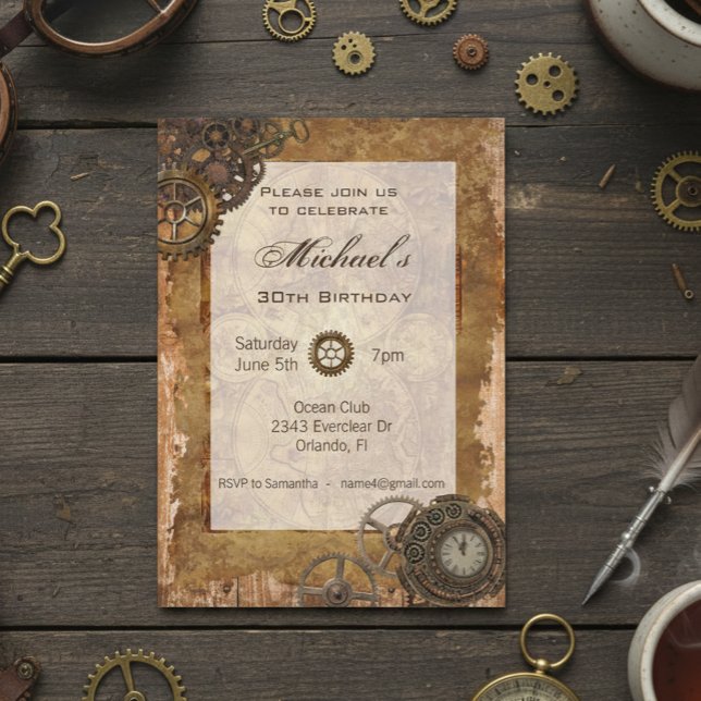 Invitation Vintage Industrial Steampunk fête d'anniversaire (Créateur téléchargé)