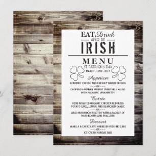 Invitation Vintage Irish Wood St Patrick's Day Menu