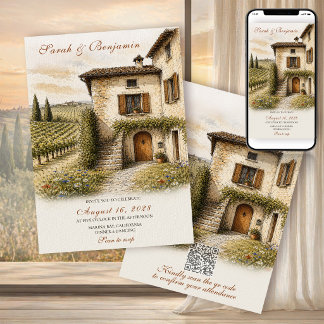 Invitation Vintage Italian Farmhouse Sketch Wedding Suite