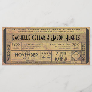 Invitation vintage IV de billet de mariage -- ère