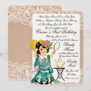 Invitation Vintage Ivory Burlap Premier anniversaire