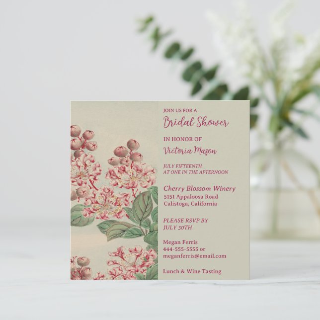 Invitation vintage Jardin Peint Douche nuptiale (Debout devant)