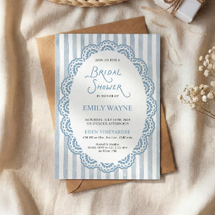 Invitation Vintage Lace Blue Bridal Shower