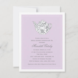 Invitation Vintage Lavender Purple Fête des mariées Tea Party