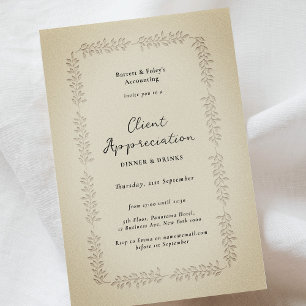 Invitation Vintage Letterpress Client Appréciation Business