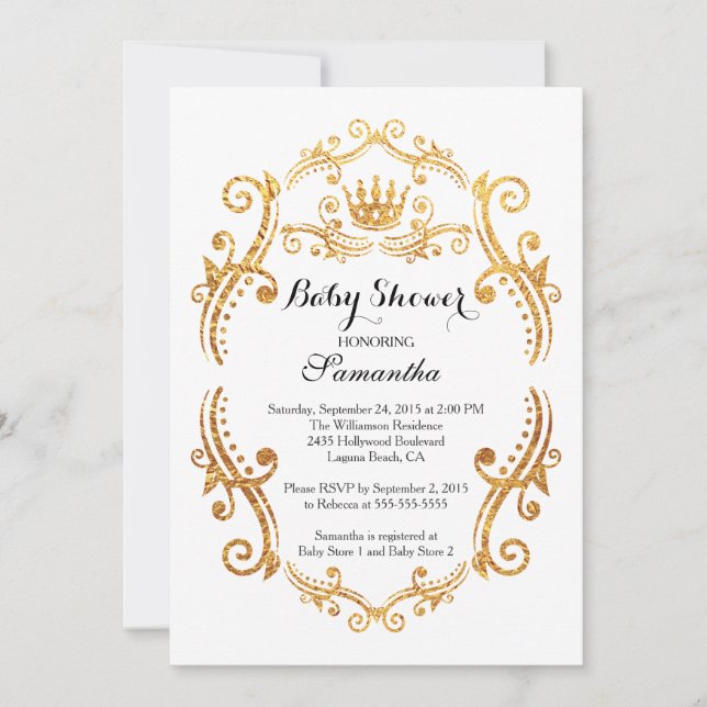Invitation vintage Little Princess Baby shower (Devant)