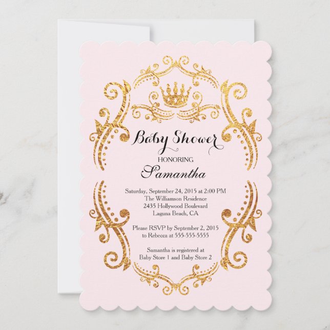 Invitation vintage Little Princess Baby shower (Devant)