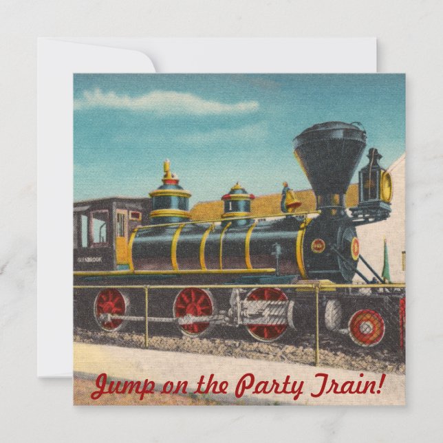 Invitation vintage Locomotive Party (Devant)