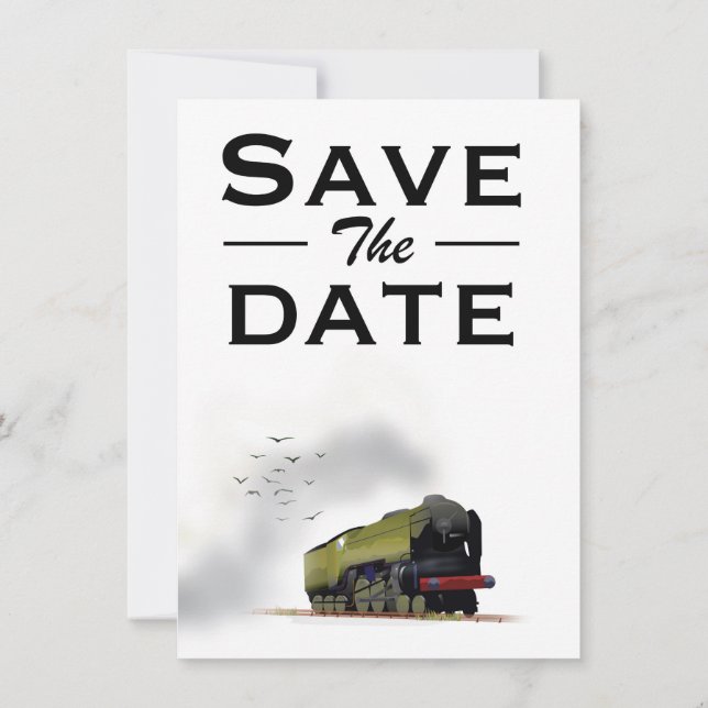 Invitation vintage Locomotive Save the Date (Dos)