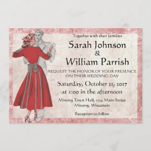 Invitation Vintage Look Dancing Couple