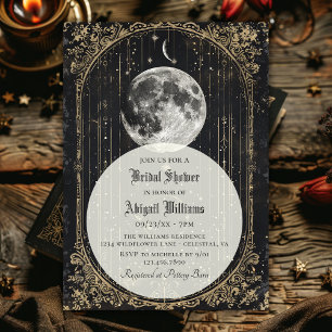 Invitation Vintage Lune céleste étoiles Fête des mariées myst