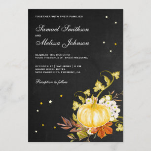Invitation Vintage Mariage de Citrouille d'automne du tableau