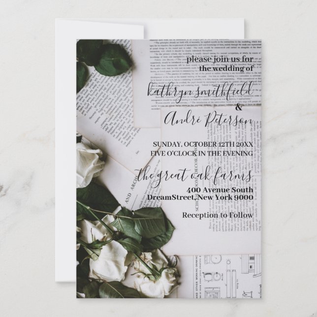 Invitation Vintage Mariage Floral (Devant)