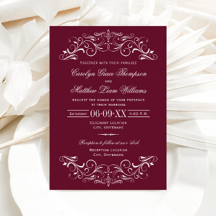 Invitation Vintage marron et Mariage argenté