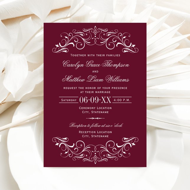 Invitation Vintage marron et Mariage argenté (Créateur téléchargé)