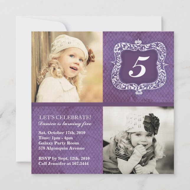 Invitation vintage mignonne d'anniversaire de (Devant)