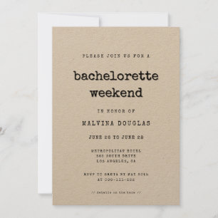Invitation Vintage minimaliste machine à écrire Bachelorette 