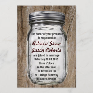 Invitation vintage moderne bois de barnwood pays mason jar ma