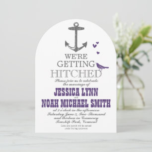 Invitation Vintage moderne mignonne mauve Ancre gris d'oiseau