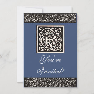 Invitation Vintage Monogramme R Art Nouveau
