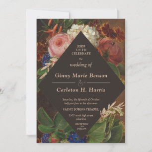 Invitation Vintage Moody Victorian Art Fine Floral