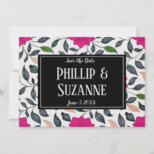 Invitation Vintage motif floral rose Enregistrer la date
