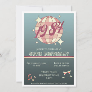 Invitation Vintage né en 1984 anniversaire rétro fête