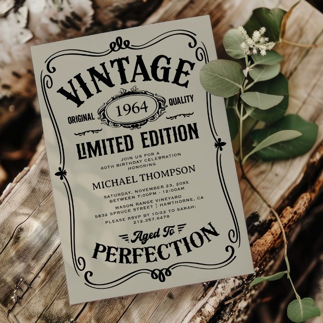 Invitation Vintage N'Importe Quel Âge Adulte Anniversaire (Créateur téléchargé)