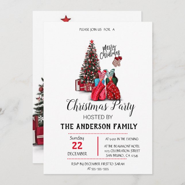 Invitation Vintage Noël (Devant / Derrière)