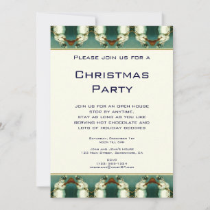 Invitation Vintage Noël, hiver, neige, Motif de neige