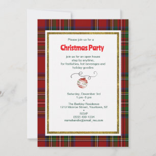 Invitation Vintage Noël Tartan Plaid