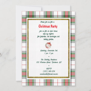 Invitation Vintage Noël Tartan Plaid