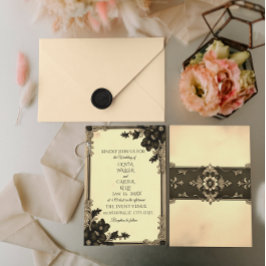 Invitation Vintage Noir Floral Scroll