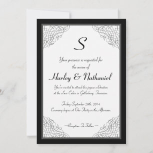 Invitation Vintage noir monogramme encadré